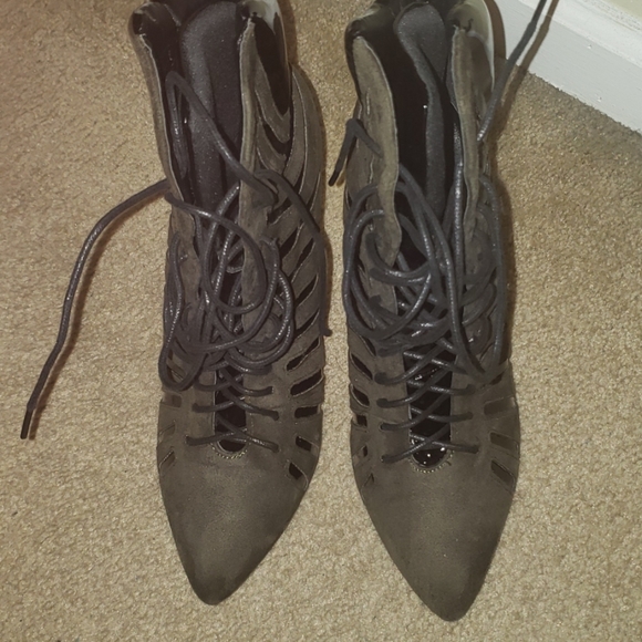 Army Green Stiletto Boots - Picture 1 of 8